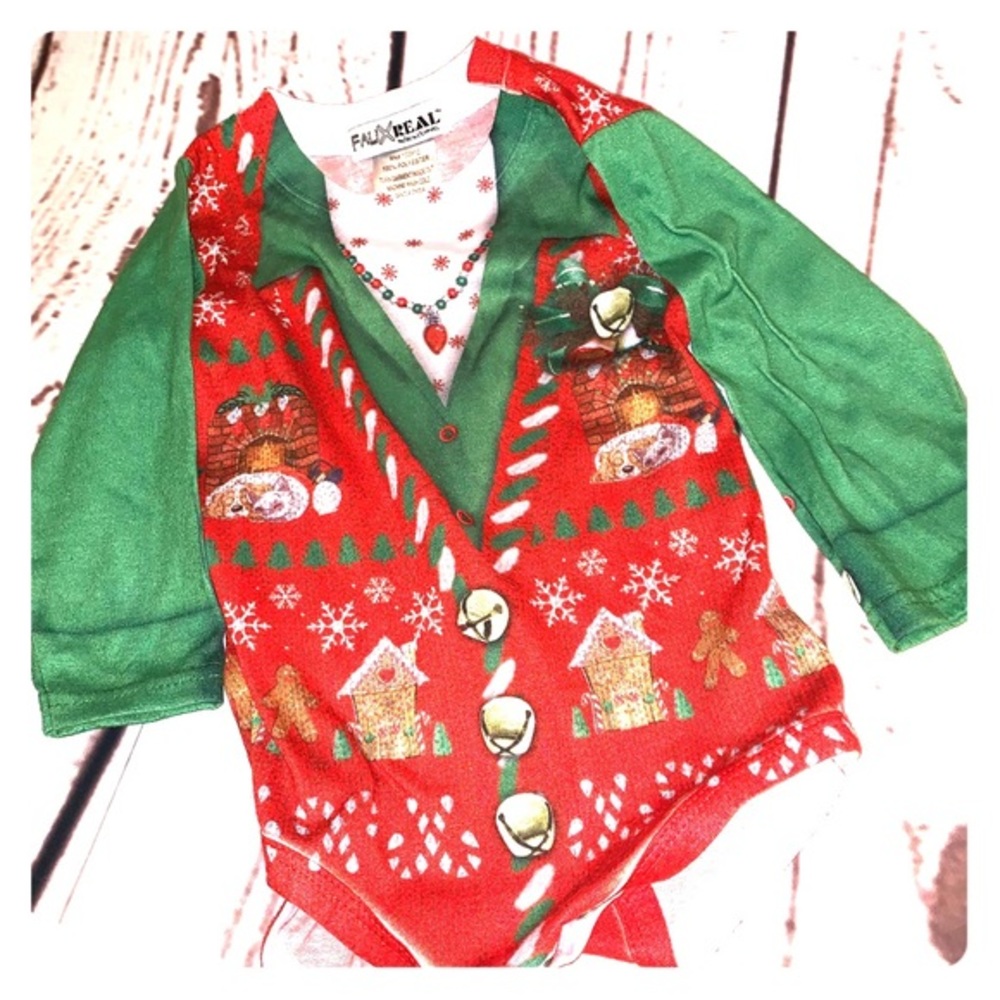 Ugly sweater onesie - 12 months